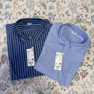 Uniqlo Mens Cotton Broadcloth Long Sleeve Button-Down Shirt Bundle